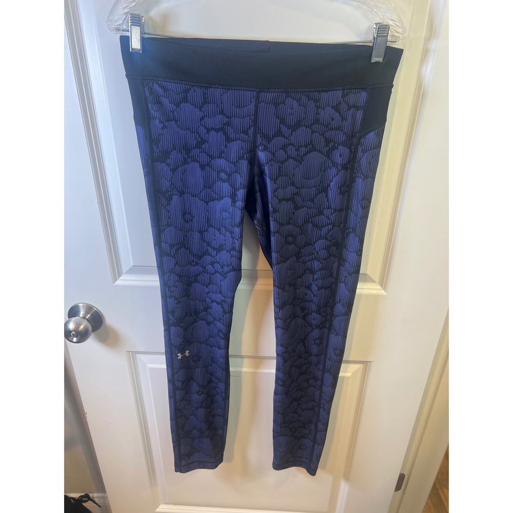 Under Armour Womens Leggings Abstract Floral Print Purple Black Size M